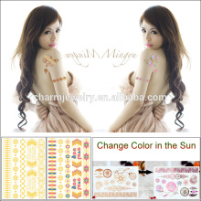 Hot Sale Summer Sunshine Tattoo Sticker Gold Changez de couleur pour adultes BS-8024